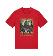 red music t-shirt with the graphic of a werewolf reading a book and the slogan 'werewolves of london'