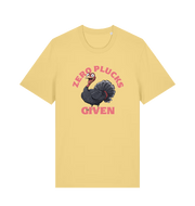 yellow funny animal t-shirt with the graphic of a turley and the slogan 'zero plucks given'