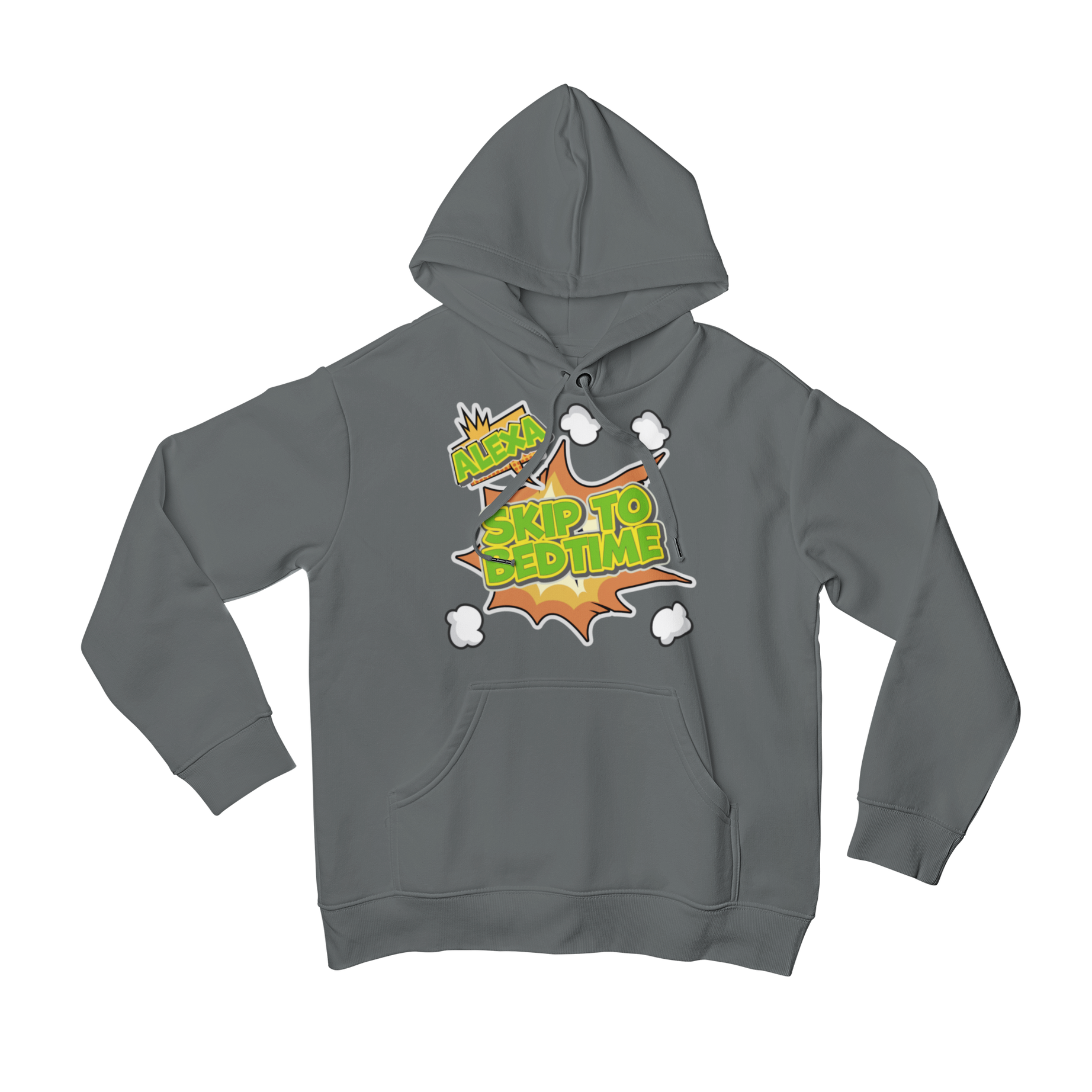 Teevolution's "Alexa, skip to bedtime hoodie" is the perfect addition to your wardrobe. This comfy hoodie is perfect for lazy weekends or a night in. Get yours today and see why everyone is raving about it!