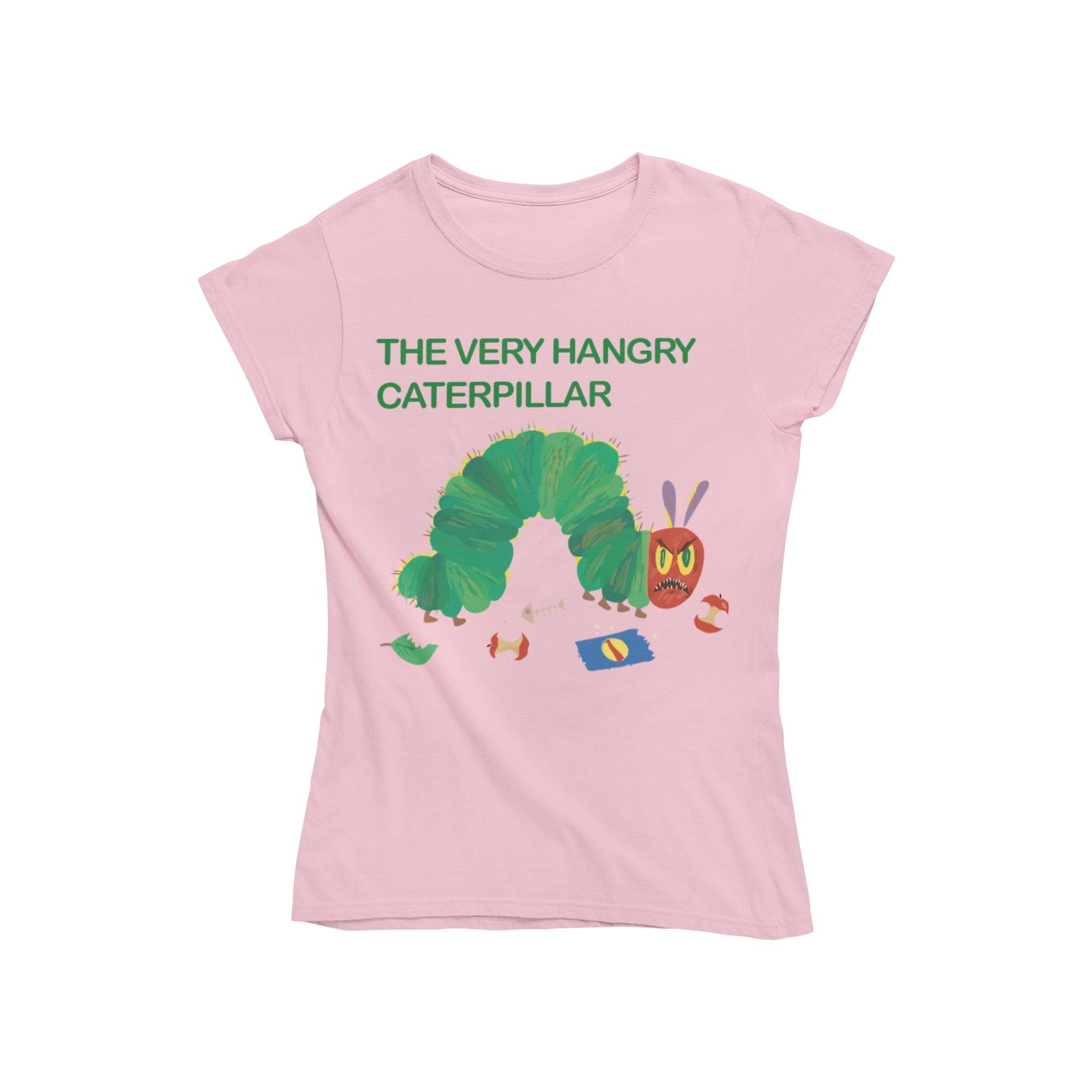 Looking for a funny t-shirt? Teevolution has just what you need! Check out our women's fitted "Very Hangry Caterpillar" t-shirt, inspired by the classic book "The Very Hungry Caterpillar". You won't be able to resist this hilarious and playful tee!
