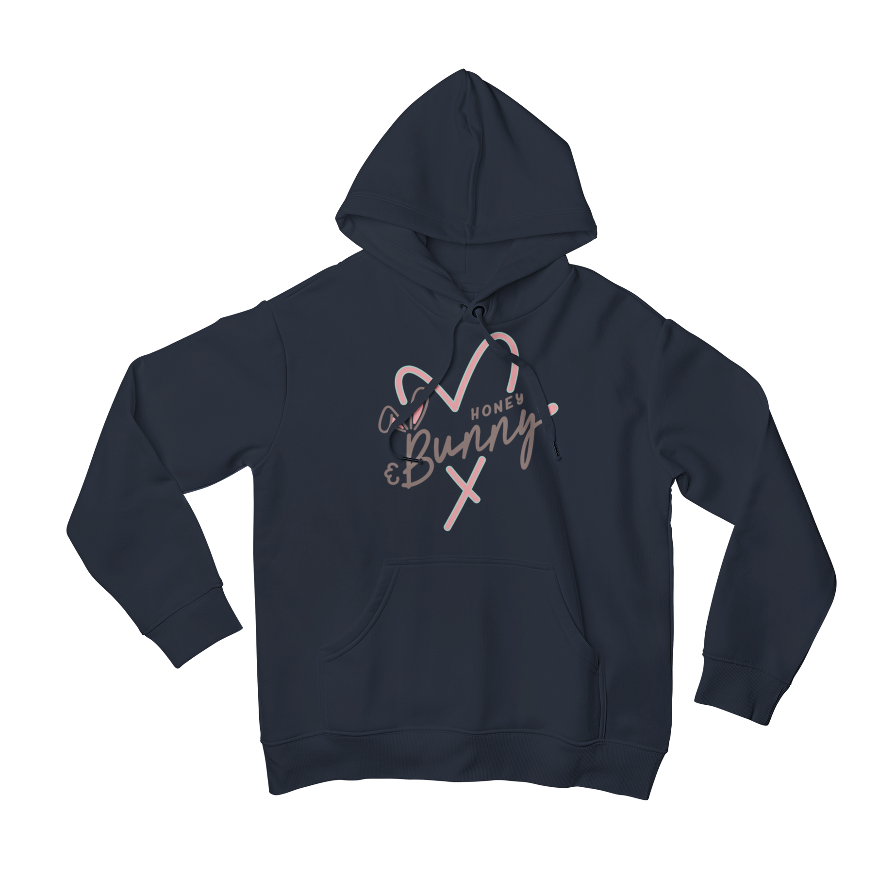 Looking for a stylish and comfortable hoodie to wear this season? Teevolution has got you covered with our front print hoodie featuring a love heart design that says "honey bunny." Stay cozy and look cute with Teevolution's latest fashion.