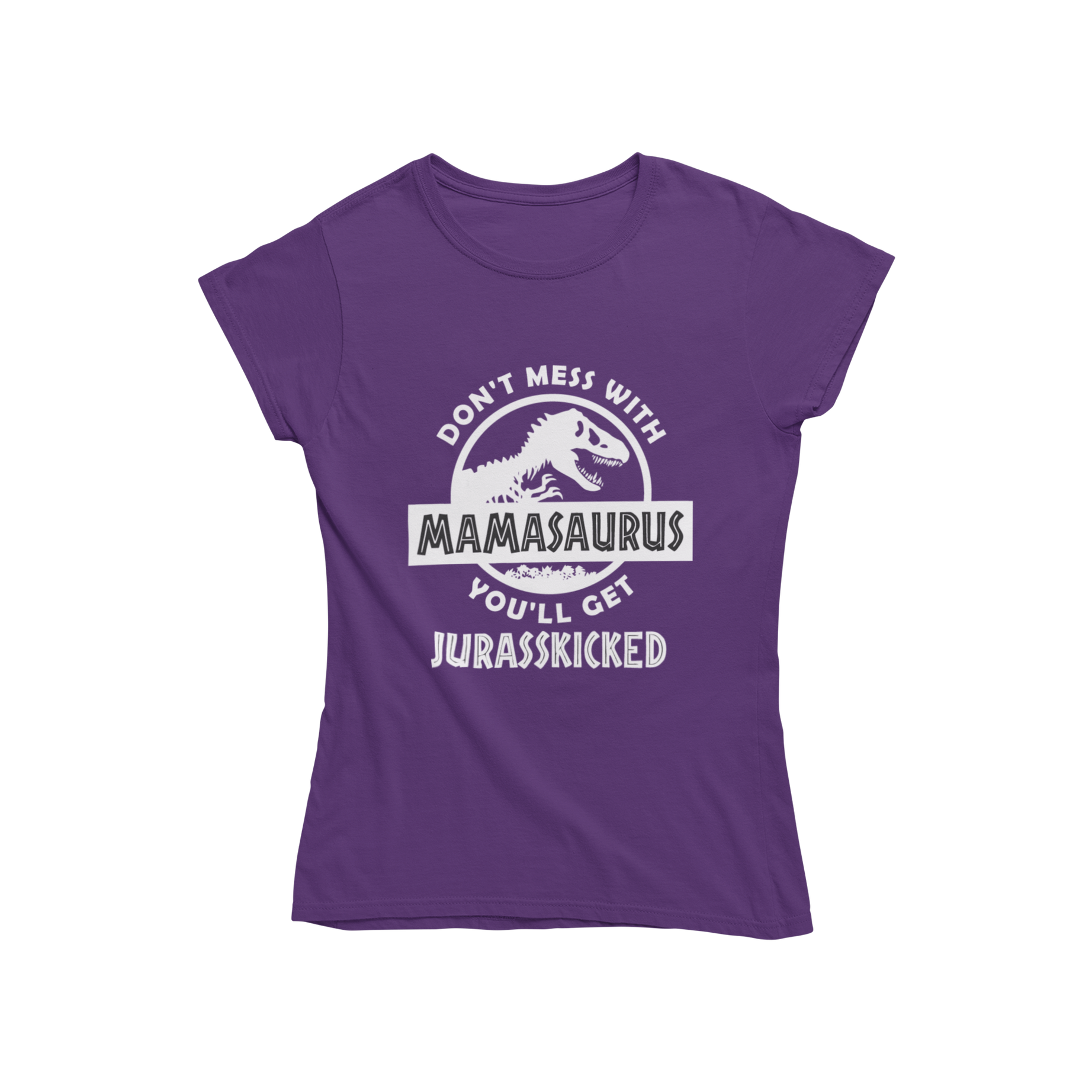Looking for a stylish t-shirt that shows off your love of dinosaurs? Check out Teevolution! Our women's fitted t-shirt features a cool design inspired by a popular dinosaur park. Get ready to unleash your inner Mamasaurus with Teevolution.